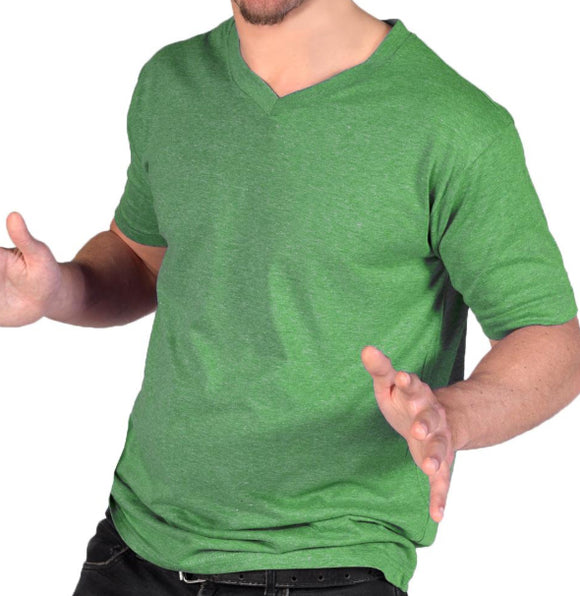 Camiseta Slim Escote V Verde jaspeado